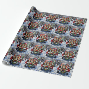Australian Cattle Dog Christmas Red Truck Holiday Wrapping Paper