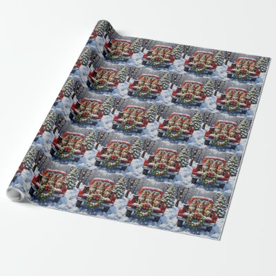 Australian Cattle Dog Christmas Red Truck Holiday Wrapping Paper
