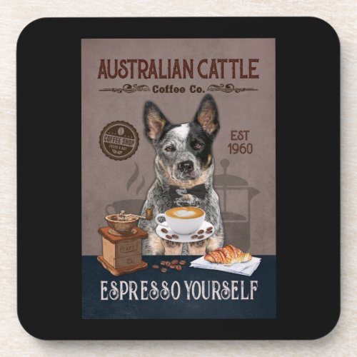 Australian Cattle Dog Coffee Club Coffee Dog Lover Beverage Coaster