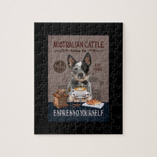 Australian Cattle Dog Coffee Club Coffee Dog Lover Jigsaw Puzzle