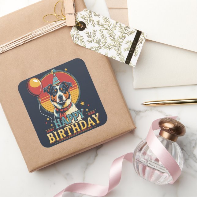 Australian Cattle Dog Colorful  Square Sticker (Gifting)