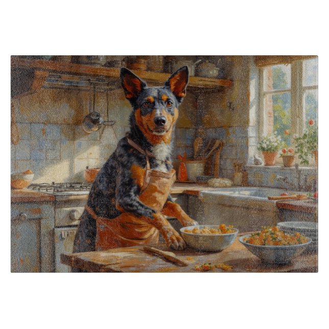 Australian Cattle Dog Cooking in Kitchen Cutting Board (Front)