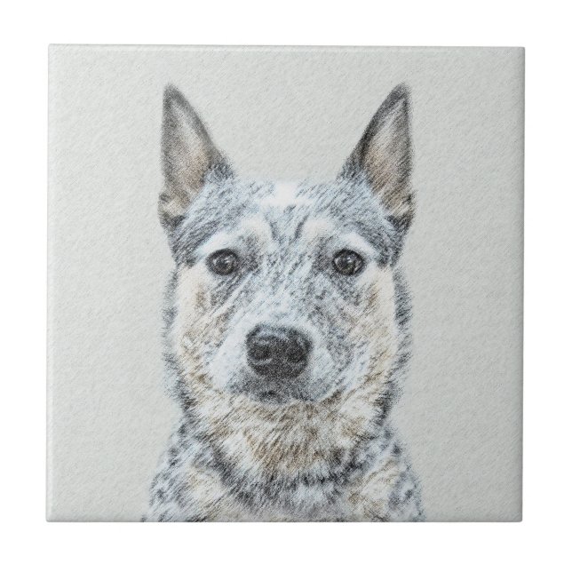 Australian Cattle Dog - Cute Original Dog Art Ceramic Tile (Front)