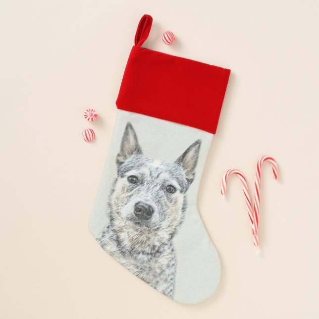 Australian Cattle Dog - Cute Original Dog Art Christmas Stocking (Front)