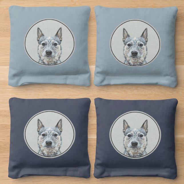 Australian Cattle Dog - Cute Original Dog Art Cornhole Bags (Wood)