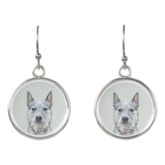 Australian Cattle Dog - Cute Original Dog Art Earrings (Front)