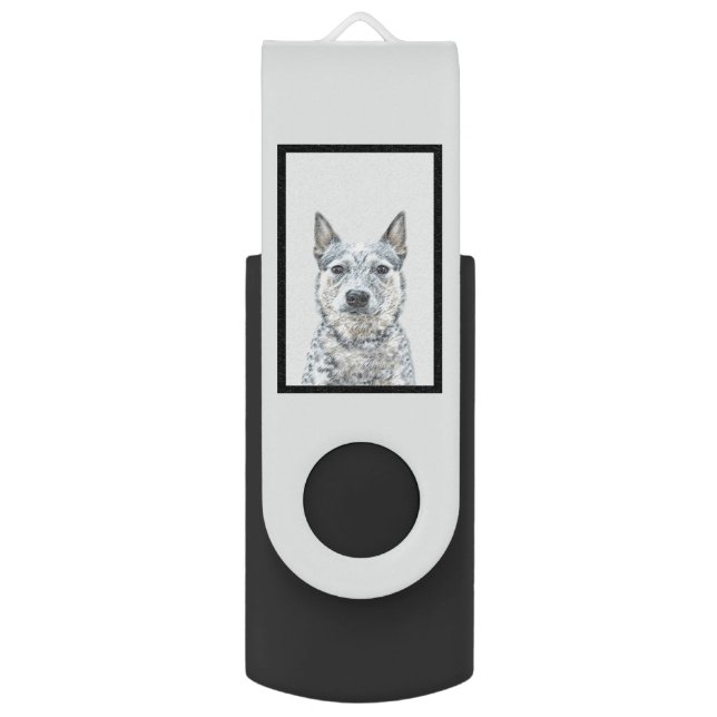 Australian Cattle Dog - Cute Original Dog Art Flash Drive (Back (Vertical))