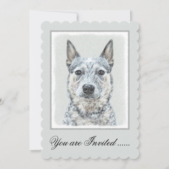 Australian Cattle Dog - Cute Original Dog Art Invitation (Front)