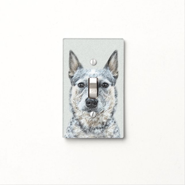 Australian Cattle Dog - Cute Original Dog Art Light Switch Cover (In Situ)