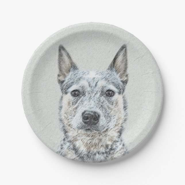 Australian Cattle Dog - Cute Original Dog Art Paper Plates (Front)