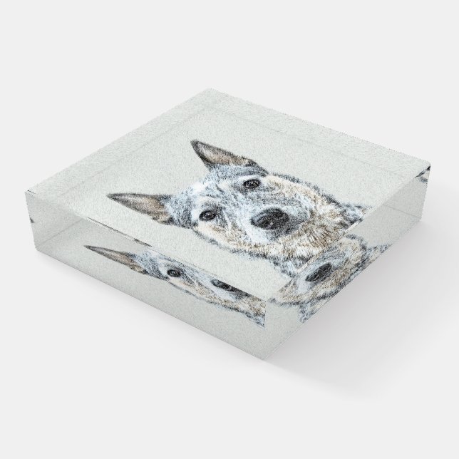 Australian Cattle Dog - Cute Original Dog Art Paperweight (Angled)