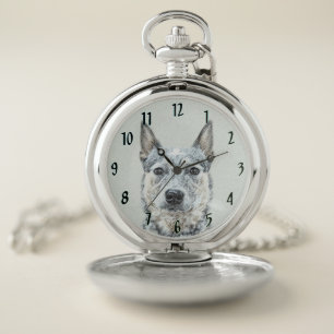 Australian Cattle Dog - Cute Original Dog Art Pocket Watch