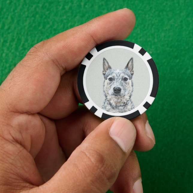 Australian Cattle Dog - Cute Original Dog Art Poker Chips (Hand)
