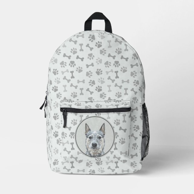Australian Cattle Dog - Cute Original Dog Art Printed Backpack (Front)