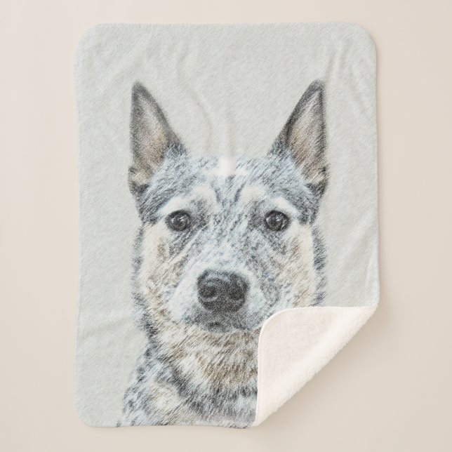 Australian Cattle Dog - Cute Original Dog Art Sherpa Blanket (Front)