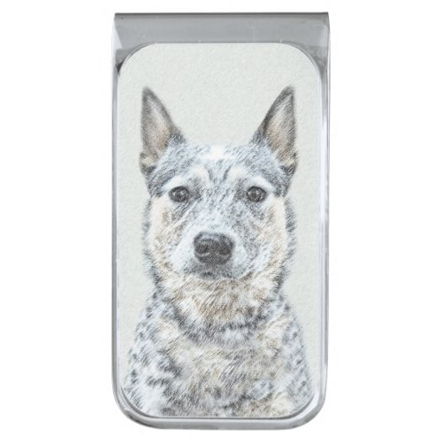 Australian Cattle Dog _ Cute Original Dog Art Silver Finish Money Clip