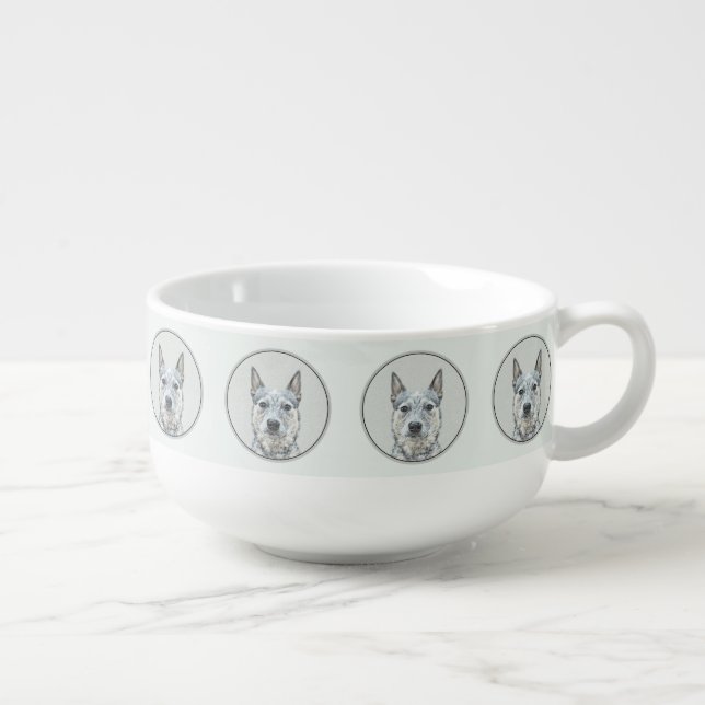 Australian Cattle Dog - Cute Original Dog Art Soup Mug (Left)