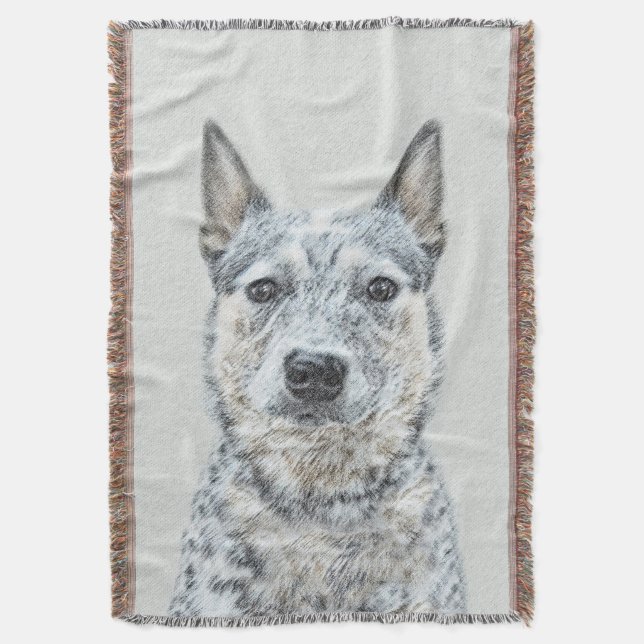 Australian Cattle Dog - Cute Original Dog Art Throw Blanket (Front Vertical)