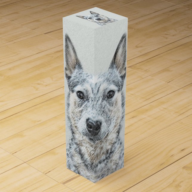 Australian Cattle Dog - Cute Original Dog Art Wine Box (Front)