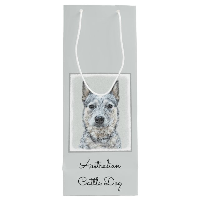 Australian Cattle Dog - Cute Original Dog Art Wine Gift Bag (Back)