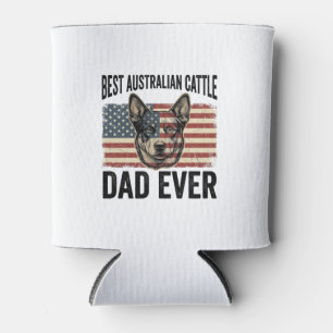 Australian Cattle Dog Dad Patriotic Vintage Shirt Can Cooler