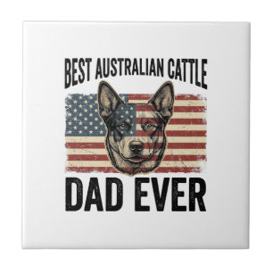 Australian Cattle Dog Dad Patriotic Vintage Shirt Ceramic Tile