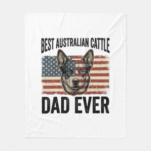 Australian Cattle Dog Dad Patriotic Vintage Shirt  Fleece Blanket