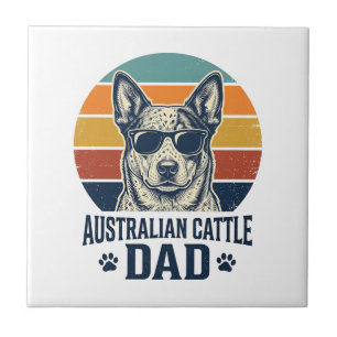 Australian Cattle Dog Dad Vintage Sunset Shirt_1 Ceramic Tile
