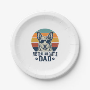 Australian Cattle Dog Dad Vintage Sunset Shirt_1 Paper Plates