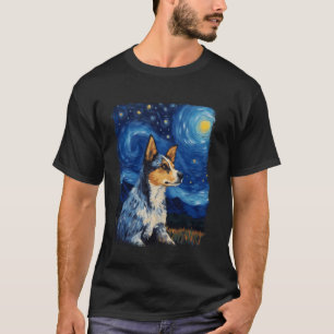 Australian Cattle Dog Dog Starry Night Painting T-Shirt