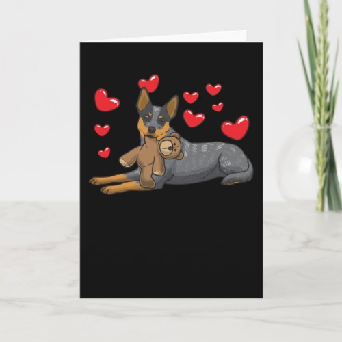 Australian Cattle Dog Dog With Stuffed Animal And Card