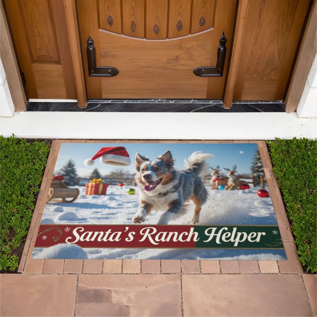 Australian Cattle Dog Festive Holiday Christmas  Doormat (Outdoor)