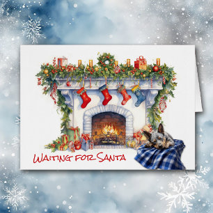 Australian Cattle Dog Fireplace Wait for Santa Cards
