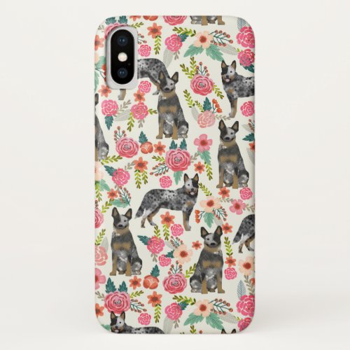 Australian Cattle Dog Florals Blue Heeler iPhone XS Case