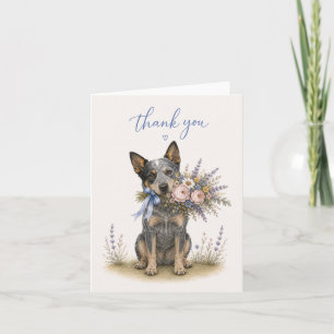 Australian Cattle Dog Flower Bouquet Thank You Card