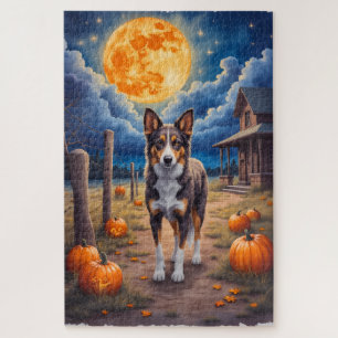 Australian Cattle Dog Haunted Farm Halloween Art Jigsaw Puzzle