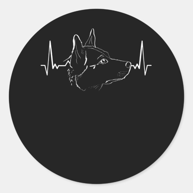 Australian Cattle Dog Heartbeat Classic Round Sticker (Front)