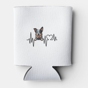 Australian Cattle Dog Heartbeat Ecg Heart Paw Can Cooler