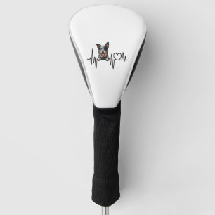 Australian Cattle Dog Heartbeat Ecg Heart Paw Golf Head Cover