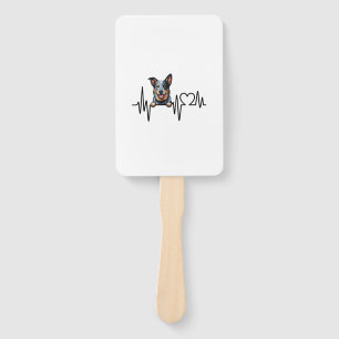 Australian Cattle Dog Heartbeat Ecg Heart Paw Hand Fan