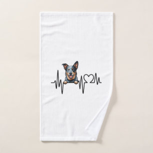 Australian Cattle Dog Heartbeat Ecg Heart Paw Hand Towel