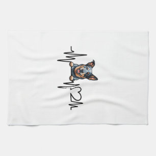 Australian Cattle Dog Heartbeat Ecg Heart Paw Kitchen Towel