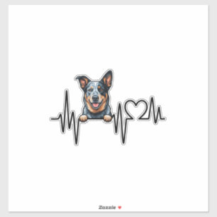 Australian Cattle Dog Heartbeat Ecg Heart Paw Sticker