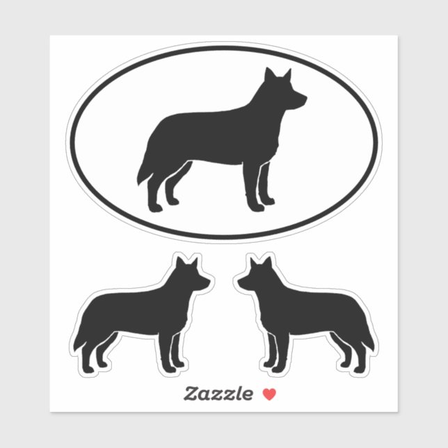 Australian Cattle Dog Heeler Silhouette Stickers (Sheet)