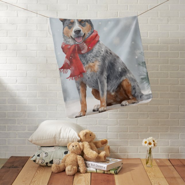 Australian Cattle Dog in Snow Christmas  Baby Blanket (In Situ)