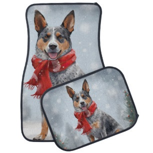 Australian Cattle Dog in Snow Christmas Car Floor Mat