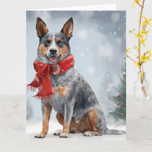 Australian Cattle Dog in Snow Christmas Card