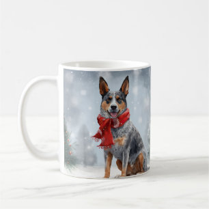 Australian Cattle Dog in Snow Christmas Coffee Mug