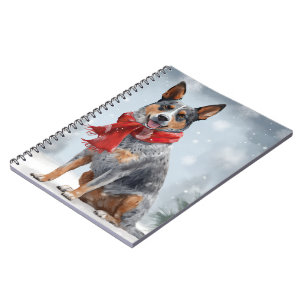 Australian Cattle Dog in Snow Christmas Notebook