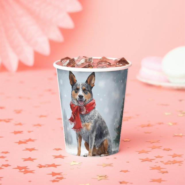 Australian Cattle Dog in Snow Christmas  Paper Cups (Insitu)